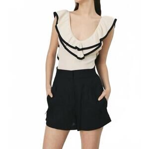 NEW DÈLUC serov knit bodysuit in off white black trim